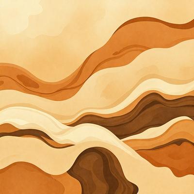 The primary subject of the image is a painting of a mountain landscape. The setting is a mountainous area with a brown and white color scheme. The visual style is a painting, which gives the image a more artistic and creative appearance. The colors and mood of the painting evoke a sense of tranquility and natural beauty.